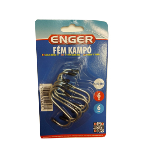 Kampó fém S 6 cm gumis vég 6 db -os